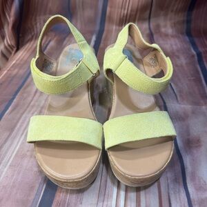 Sorel Yellow Wedge Platform Cork Heels Size 7.5